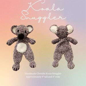 Handmade Chenille Koala Snuggler - Gray and White